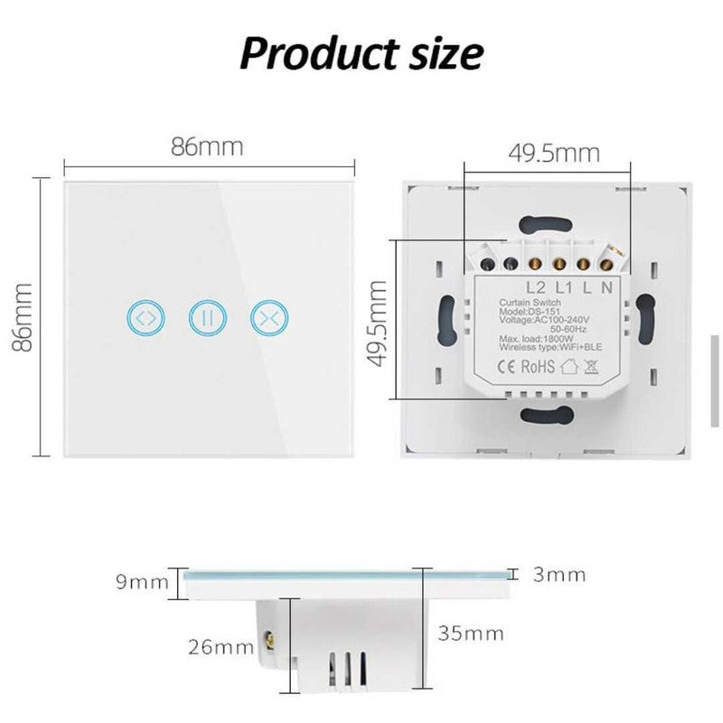 Intrerupator smart WiFi BLE 1800W jaluzele panou sticla TUYA Intrerupator smart WiFi BLE 1800W jaluzele panou sticla TUYA
